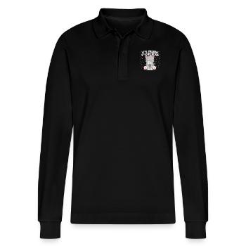 Cute cat birthday kitten party 1 years - Stanley/Stella Organic Unisex Long-Sleeved Polo Shirt Prepster - black - Front - Anna (173cm) & Nico (186cm)