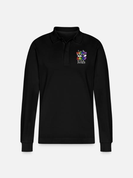 Rainbow Sheep - Gay Pride - Stanley/Stella Organic Unisex Long-Sleeved Polo Shirt Prepster - black