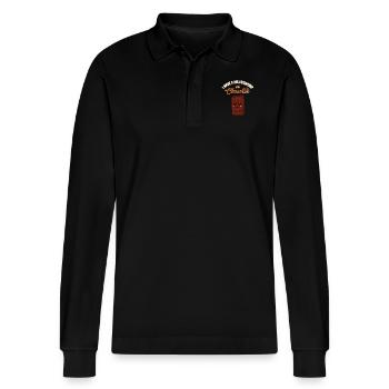 Chocolate / gift - Stanley/Stella Organic Unisex Long-Sleeved Polo Shirt Prepster - black - Front - Anna (173cm) & Nico (186cm)
