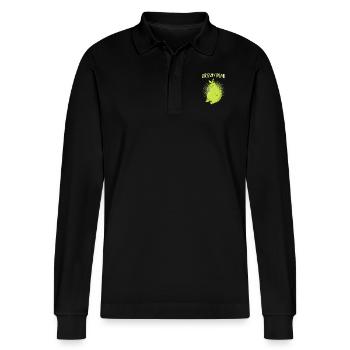Grizzly Birne / Geschenk - Stanley/Stella Unisex Bio-Langarm-Poloshirt Prepster - Schwarz - Vorne - Anna (173cm) & Nico (186cm)