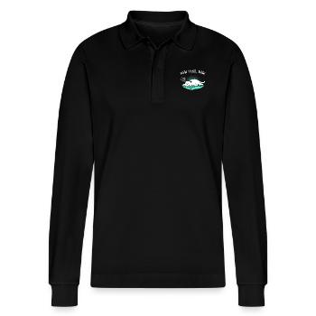 New year intent / gift / funny - Stanley/Stella Organic Unisex Long-Sleeved Polo Shirt Prepster - black - Front - Anna (173cm) & Nico (186cm)