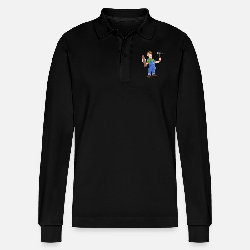 tischler zimmermann schreiner carpenter joiner8 - Stanley/Stella Unisex Bio-Langarm-Poloshirt Prepster - Schwarz