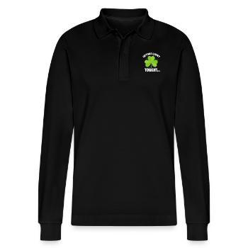 Avoir de la chance ce soir - Cadeau - Chemise - Polo à manches longues bio PREPSTER Stanley/Stella Unisexe - noir - Devant - Anna (173cm) & Nico (186cm)