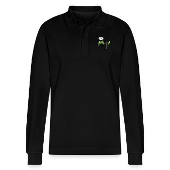 Der hat WLan Lustiges Shirt Geschenk - Stanley/Stella Unisex Bio-Langarm-Poloshirt Prepster - Schwarz - Vorne - Anna (173cm) & Nico (186cm)
