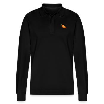 HOT DOG - Stanley/Stella Organic Unisex Long-Sleeved Polo Shirt Prepster - black - Front - Anna (173cm) & Nico (186cm)