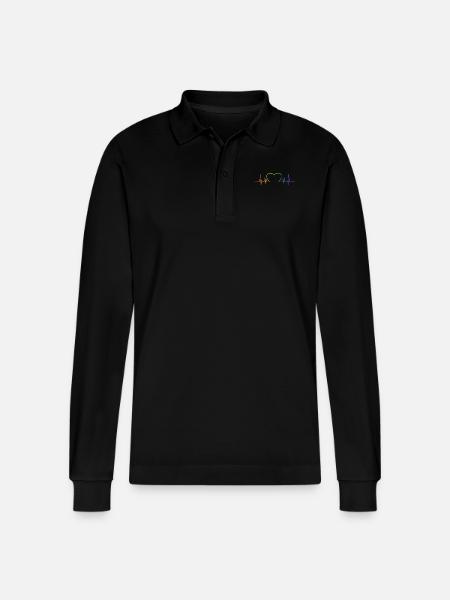 LGBT Gay Gay Lesbian Lesbian Fun Support Pride - Stanley/Stella uniseks bio poloshirt met lange mouwen Prepster - zwart