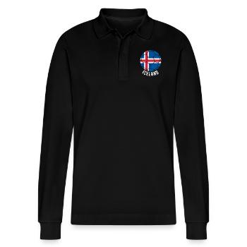 Fan de football d'ISLANDE - Polo à manches longues bio PREPSTER Stanley/Stella Unisexe - noir - Devant - Anna (173cm) & Nico (186cm)