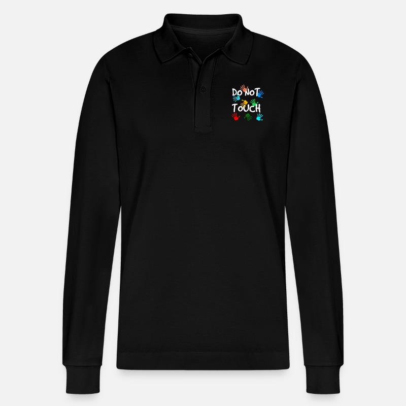 Do not touch - Stanley/Stella Unisex Bio-Langarm-Poloshirt Prepster - Schwarz