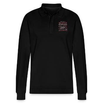 3D ARTIST Crazy Fantasy World Vintage - Stanley/Stella Organic Unisex Long-Sleeved Polo Shirt Prepster - black - Front - Anna (173cm) & Nico (186cm)