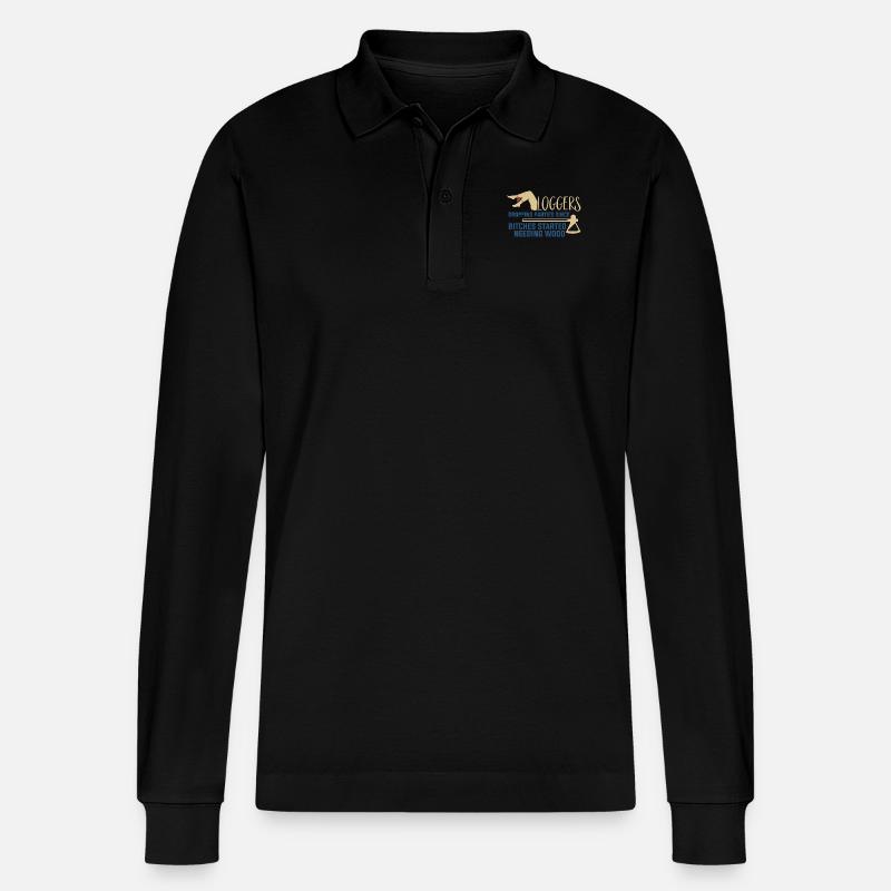 Logging Needing Wood Funny Logger - Stanley/Stella Unisex Bio-Langarm-Poloshirt Prepster - Schwarz