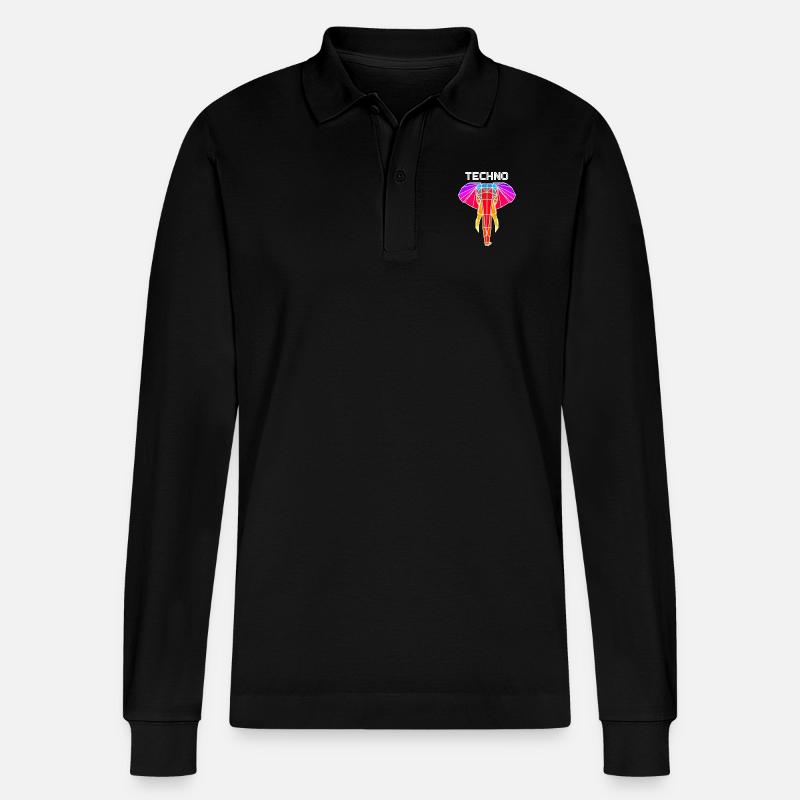 techno elefant - Stanley/Stella Unisex Bio-Langarm-Poloshirt Prepster - Schwarz