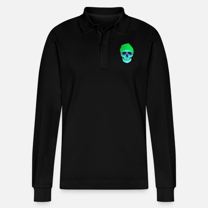 POP SMILING SKULL - Stanley/Stella Unisex Bio-Langarm-Poloshirt Prepster - Schwarz