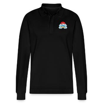 Qi Gong, Yoga, Taijiquan, Tai Ci - Stanley/Stella Organic Unisex Long-Sleeved Polo Shirt Prepster - black - Front - Anna (173cm) & Nico (186cm)