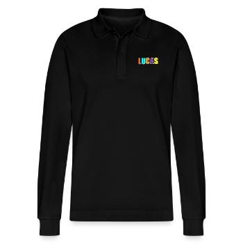 Lucas - Stanley/Stella Unisex Bio-Langarm-Poloshirt Prepster - Schwarz - Vorne - Anna (173cm) & Nico (186cm)