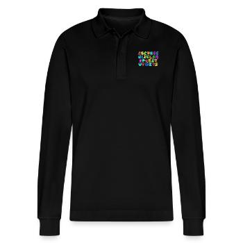 Alphabet for student - Stanley/Stella Organic Unisex Long-Sleeved Polo Shirt Prepster - black - Front - Anna (173cm) & Nico (186cm)