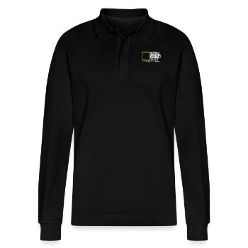NATIONAL SARCASM SOCIETY - Stanley/Stella Organic Unisex Long-Sleeved Polo Shirt Prepster - black - Front - Anna (173cm) & Nico (186cm)