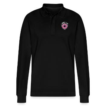I Donut Care Pink Donut Lover Funny Baking Gift - Stanley/Stella Unisex Bio-Langarm-Poloshirt Prepster - Schwarz - Vorne - Anna (173cm) & Nico (186cm)