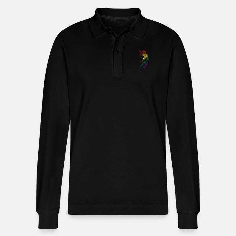 Ein Wundervolles Regenbogen Pferd - Stanley/Stella Unisex Bio-Langarm-Poloshirt Prepster - Schwarz