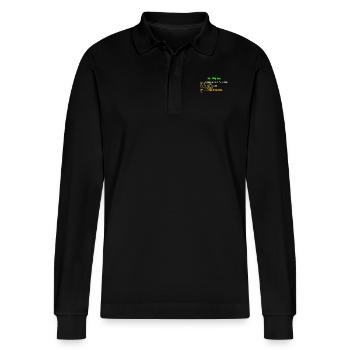 Programmer 99 Little Bugs Programming - Stanley/Stella Unisex Bio-Langarm-Poloshirt Prepster - Schwarz - Vorne - Anna (173cm) & Nico (186cm)