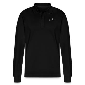 marathon - Stanley/Stella Organic Unisex Long-Sleeved Polo Shirt Prepster - black - Front - Anna (173cm) & Nico (186cm)