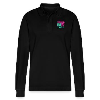 Gymnastics Gymnastics Gymnastics Floor Gymnastics Gift - Stanley/Stella Organic Unisex Long-Sleeved Polo Shirt Prepster - black - Front - Anna (173cm) & Nico (186cm)