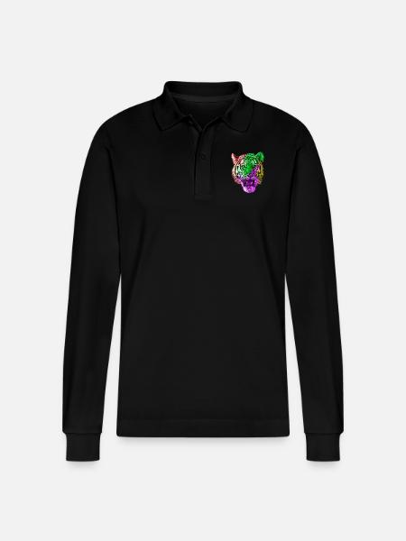 Tiger animals animal rights - Stanley/Stella Organic Unisex Long-Sleeved Polo Shirt Prepster - black