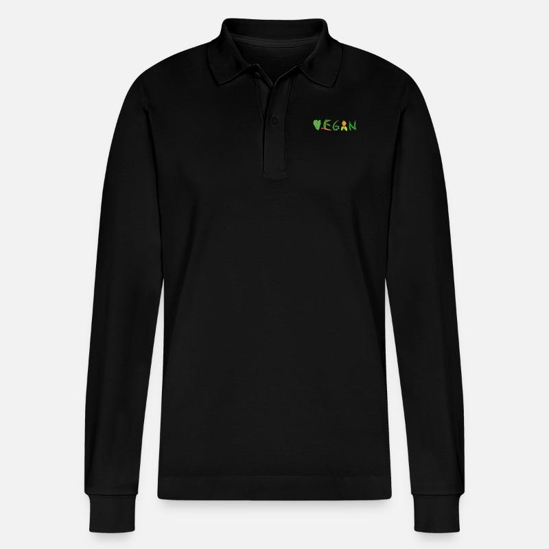 Vegan Vegetable Gift - Stanley/Stella Unisex Bio-Langarm-Poloshirt Prepster - Schwarz