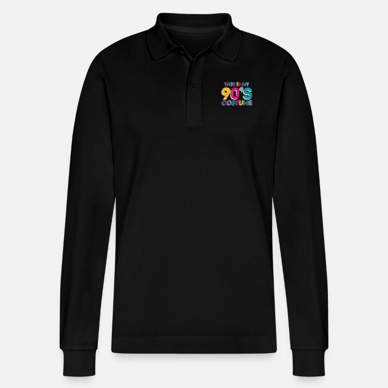 90er - Stanley/Stella Unisex Bio-Langarm-Poloshirt Prepster - Schwarz