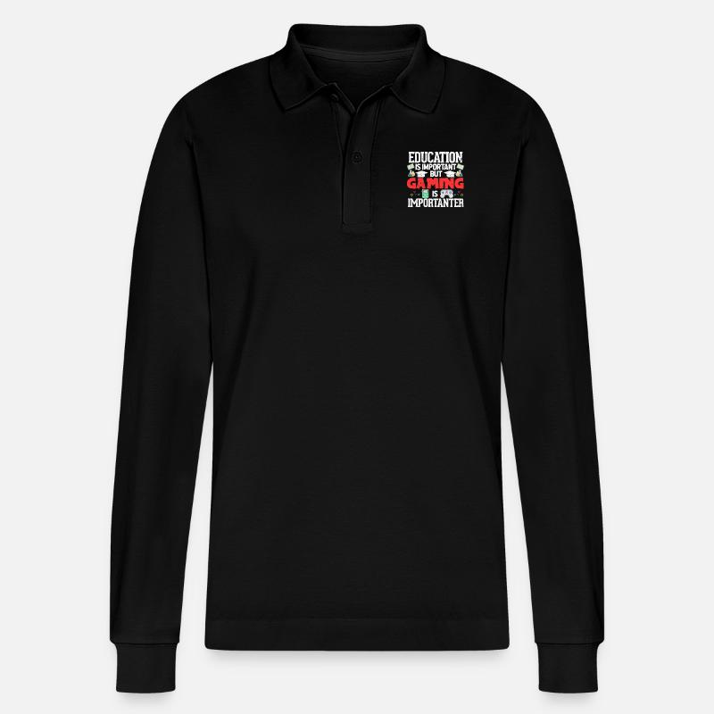 Gaming - Stanley/Stella Unisex Bio-Langarm-Poloshirt Prepster - Schwarz