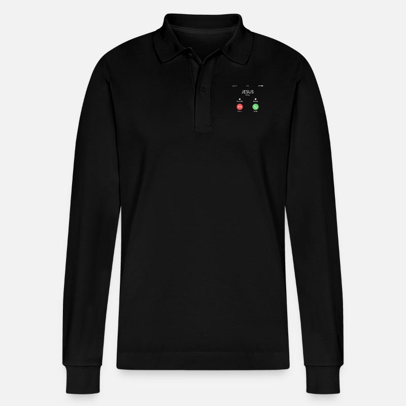 Jesus ruft an - Stanley/Stella Unisex Bio-Langarm-Poloshirt Prepster - Schwarz