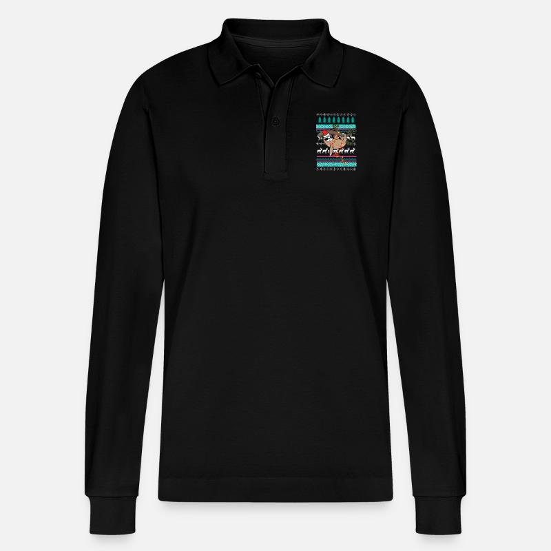 faultier pullover weihnachten geschenk - Stanley/Stella Unisex Bio-Langarm-Poloshirt Prepster - Schwarz