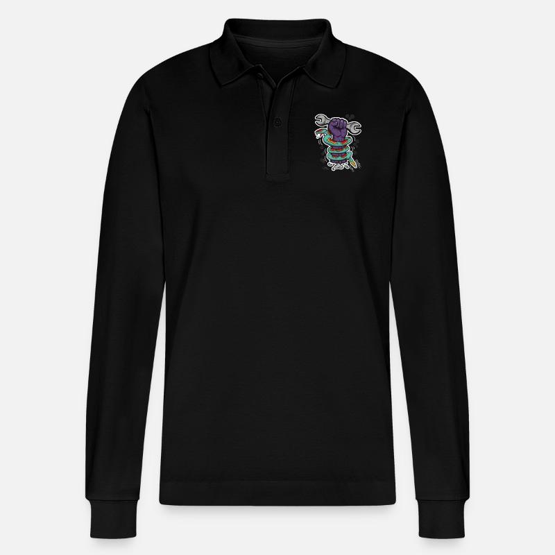 Zombie-Garage - Stanley/Stella Unisex Bio-Langarm-Poloshirt Prepster - Schwarz