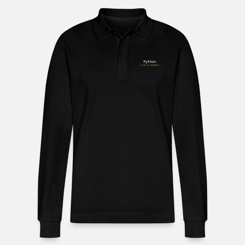Python is awesome - Stanley/Stella Organic Unisex Long-Sleeved Polo Shirt Prepster - black