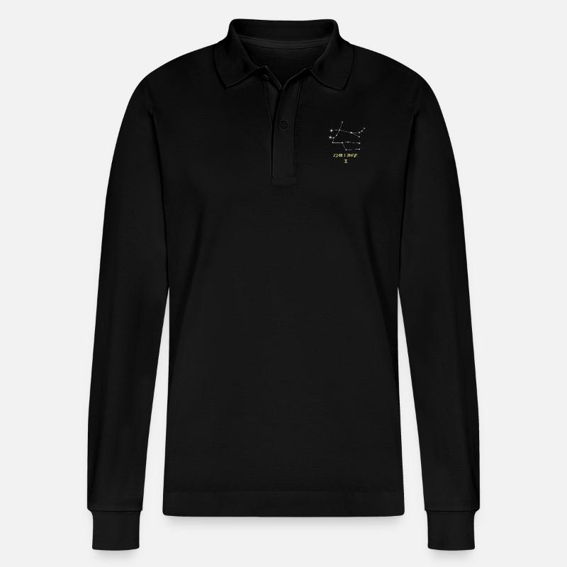 Zwilling Sternzeichen - Stanley/Stella Unisex Bio-Langarm-Poloshirt Prepster - Schwarz