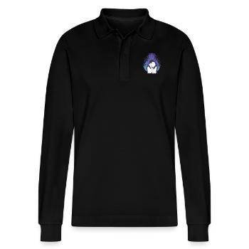 Pinguin Familie - Stanley/Stella Unisex Bio-Langarm-Poloshirt Prepster - Schwarz - Vorne - Anna (173cm) & Nico (186cm)