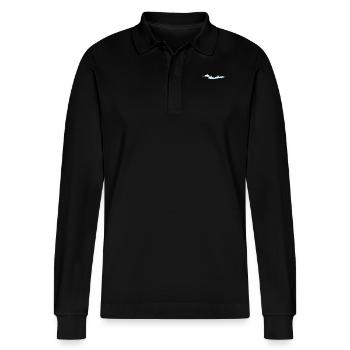 Glider Glider Pilot T-Shirt Gift Pilot - Stanley/Stella Organic Unisex Long-Sleeved Polo Shirt Prepster - black - Front - Anna (173cm) & Nico (186cm)