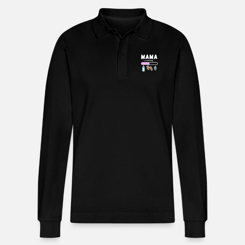 werdende Mutter - Mama wird geladen - Stanley/Stella Unisex Bio-Langarm-Poloshirt Prepster - Schwarz
