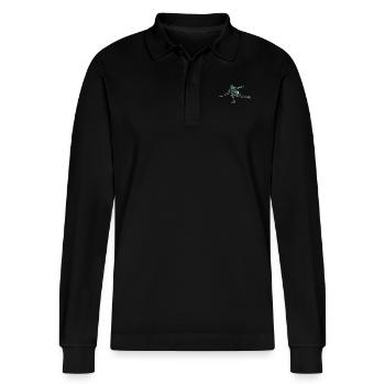 frisbee - Stanley/Stella Unisex Bio-Langarm-Poloshirt Prepster - Schwarz - Vorne - Anna (173cm) & Nico (186cm)