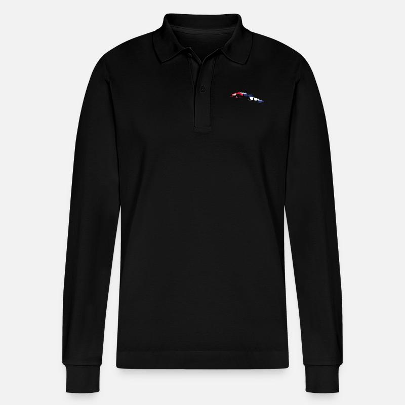 Cuba Flagge - Stanley/Stella Unisex Bio-Langarm-Poloshirt Prepster - Schwarz