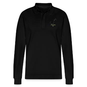 Skorpion Sternzeichen - Stanley/Stella Unisex Bio-Langarm-Poloshirt Prepster - Schwarz - Vorne - Anna (173cm) & Nico (186cm)