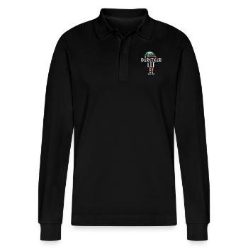 Weihnachten Partnerkostüm Durstige Elf Elfe Elfen - Stanley/Stella Unisex Bio-Langarm-Poloshirt Prepster - Schwarz - Vorne - Anna (173cm) & Nico (186cm)