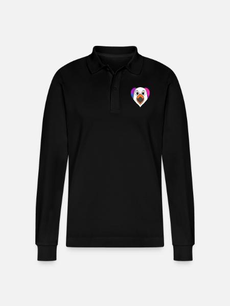 Bisexual Seagull Gift - Stanley/Stella Organic Unisex Long-Sleeved Polo Shirt Prepster - black