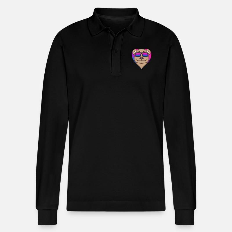 Bisexuell Braunbär Geschenk - Stanley/Stella Unisex Bio-Langarm-Poloshirt Prepster - Schwarz