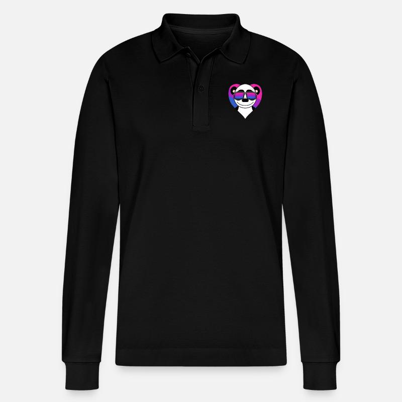 Bisexuell Panda Geschenk - Stanley/Stella Unisex Bio-Langarm-Poloshirt Prepster - Schwarz