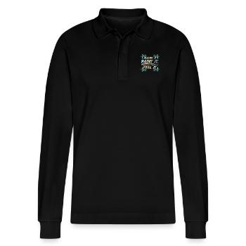 Imagine it Paint it feel it - Stanley/Stella Organic Unisex Long-Sleeved Polo Shirt Prepster - black - Front - Anna (173cm) & Nico (186cm)