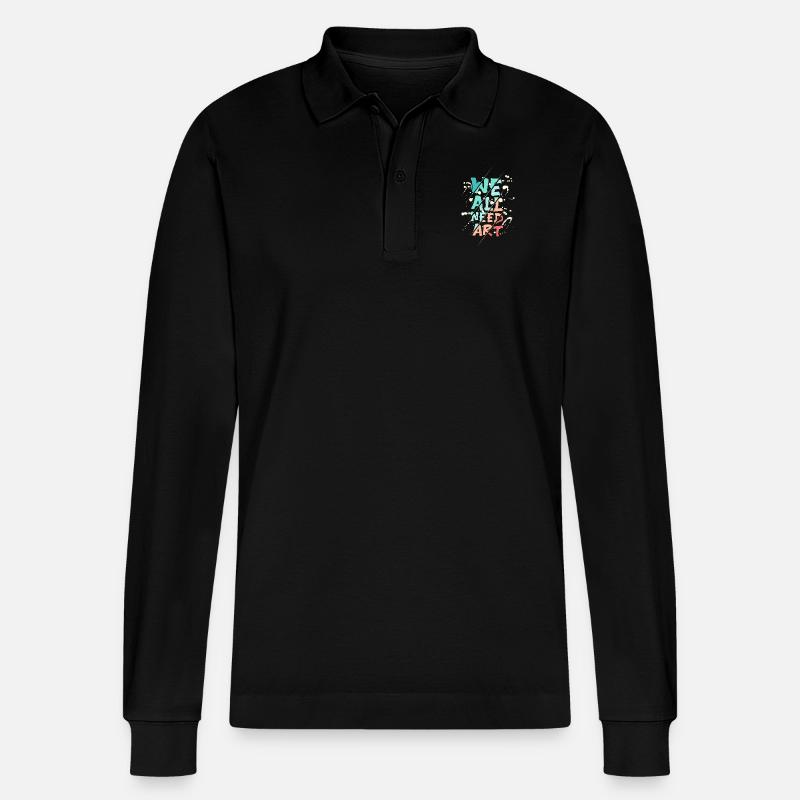 We all need art - Stanley/Stella Unisex Bio-Langarm-Poloshirt Prepster - Schwarz