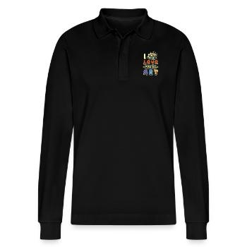 Artist painter I love makeing art - Stanley/Stella Organic Unisex Long-Sleeved Polo Shirt Prepster - black - Front - Anna (173cm) & Nico (186cm)
