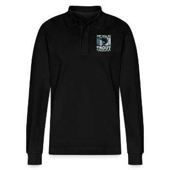 Just call me trout whisperer - Stanley/Stella Organic Unisex Long-Sleeved Polo Shirt Prepster - black - Front - Anna (173cm) & Nico (186cm)