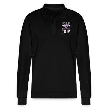 Girls Cruising let's ship on a women's trip - Stanley/Stella Organic Unisex Long-Sleeved Polo Shirt Prepster - black - Front - Anna (173cm) & Nico (186cm)
