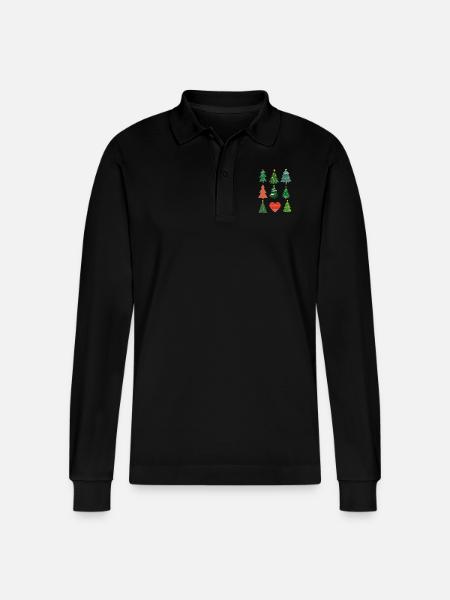 Herz-Weihnachtsbaum - Stanley/Stella Unisex Bio-Langarm-Poloshirt Prepster - Schwarz